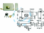 SERRATURA DA PORTONCINO CON POMOLO INTERNO CATENACCIO E SCROCCO Y6200 - mm.70 DX (Y62000701)