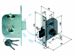 SERRATURA DA INFILARE PER CANCELLI CATENACCIO E SCR. CON NOTTOLINO 065 - mm.45 con catenaccio da mm.70 (06545400)