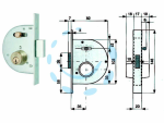 SERRATURA INFIL. CANC. CATENACCIO E SCR. C/NOTTOLINO CIL. FISSI 255- mm.35 con catenaccio prolungato (255 35 1)