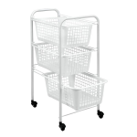 CARRELLO IN METALLO BIANCO CON CESTE SAN DIEGO CM.30X38X68H.