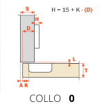 CERNIERE INCASSO PER PENSILI COLLO PIANO SILENTIA PLUS 110° REGOLABILI- foro ø mm.35