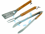 SET UTENSILI PER BARBECUE PZ.3 CON MANICI IN LEGNO - set pz.3