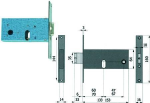 SERRATURA DA INFILARE PER FASCE CATENACCIO E SCROCCO MM.64 H - mm.60 interasse mm.47 (380)